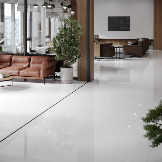 White - Lustre SPC 6mm High Gloss Rigid Core Vinyl Flooring (108417)