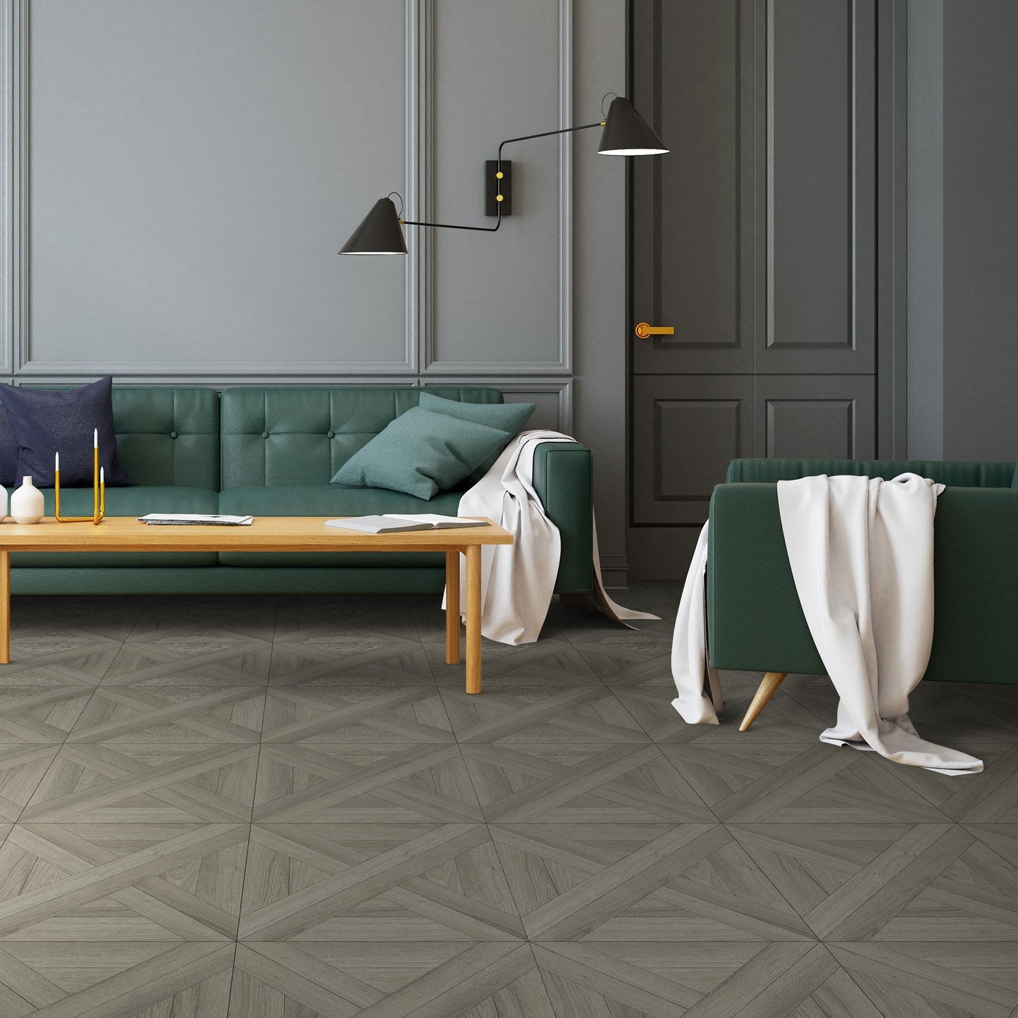 Leader-Tec | Berkshire Oak - LuxeVision Parquet SPC 6.5mm Rigid Core Vinyl Sample - CAH-3882 (SKU-345275)