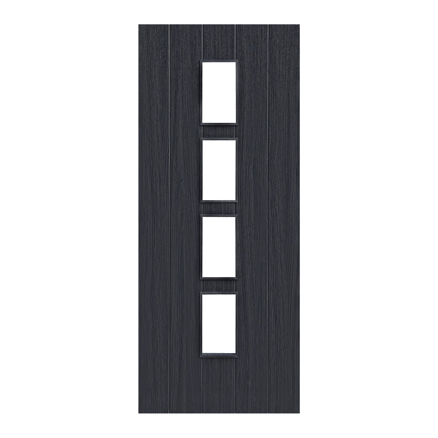Black Internal Fully Finished Cottage Laminate 4 Light Clear Glass Door