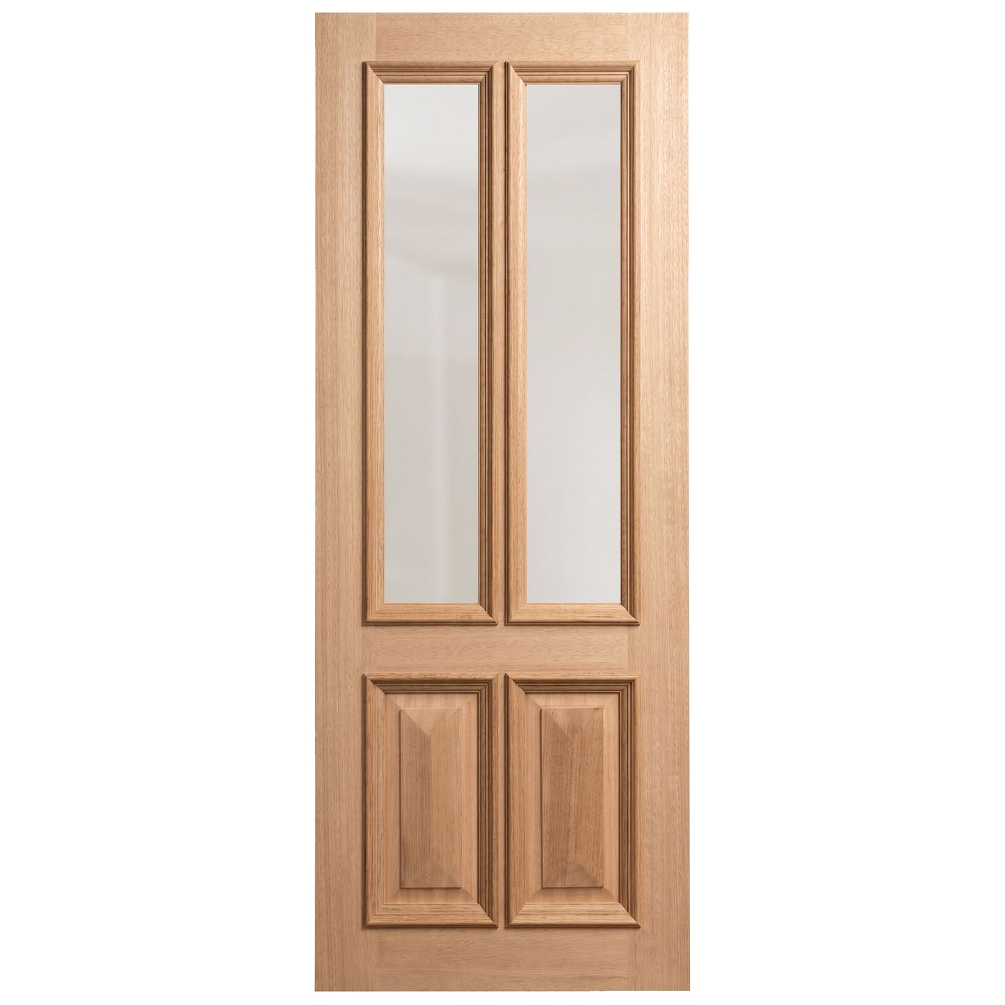 External Hardwood Unfinished Hampstead Raised Mouldings Door with Clear Glass
