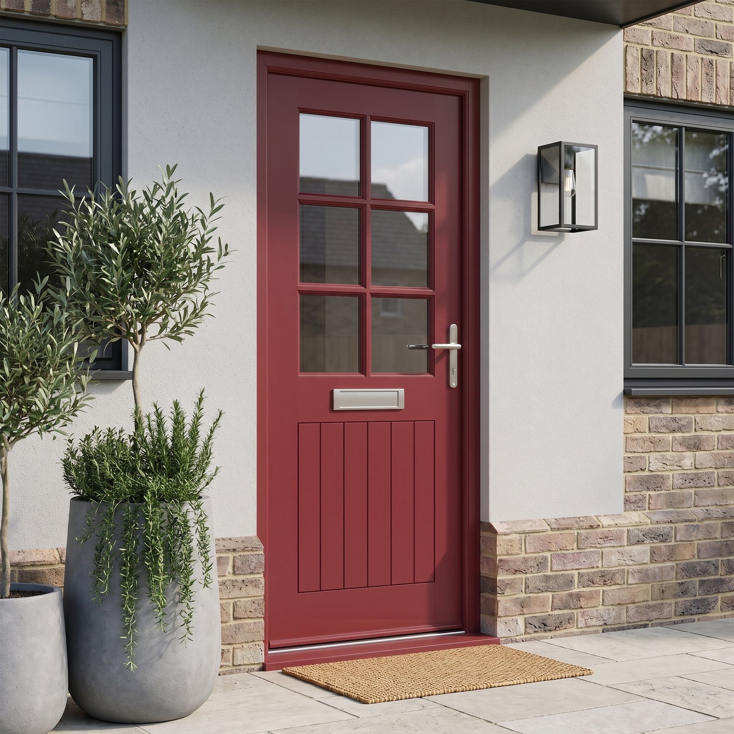 External Hardwood Unfinished Farley 1 Panel 6 Light Door with Clear Glass