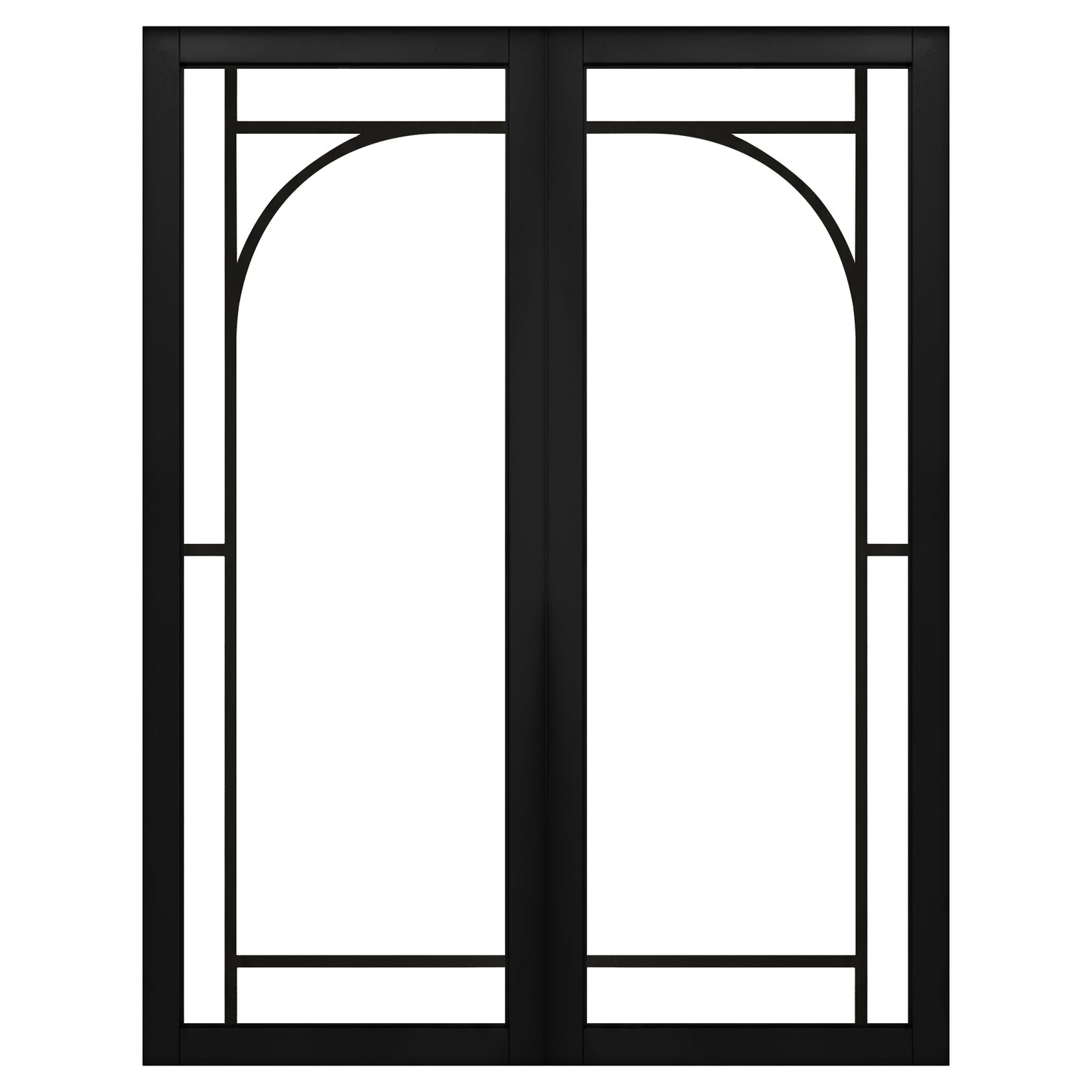 Jet Black Internal Fully Finished 12 Light Arch Industrial Studio Pair Door (STUBLARCHPR)