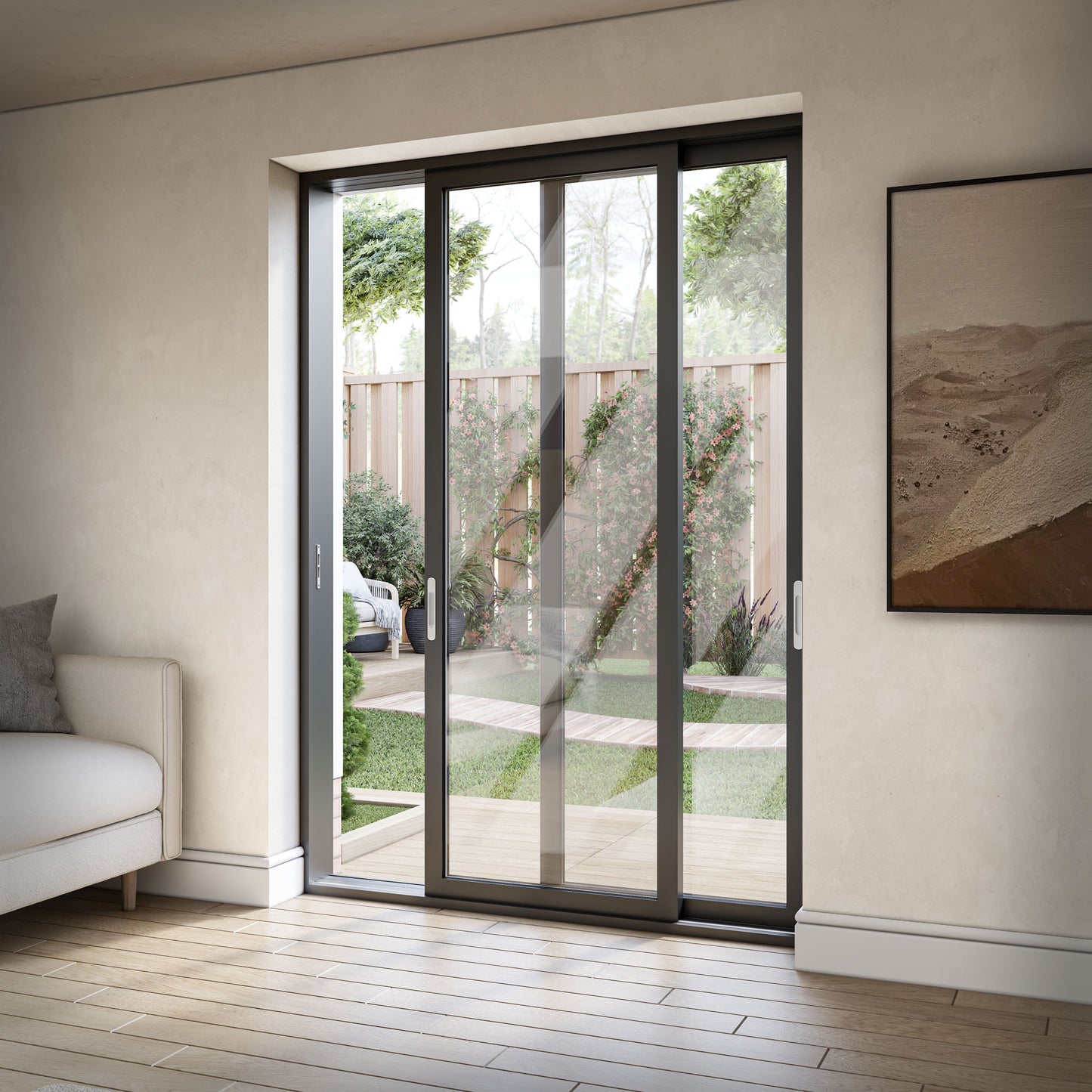 Matt Black Aluminium Clear Glass External Sliding Patio Door (122103)