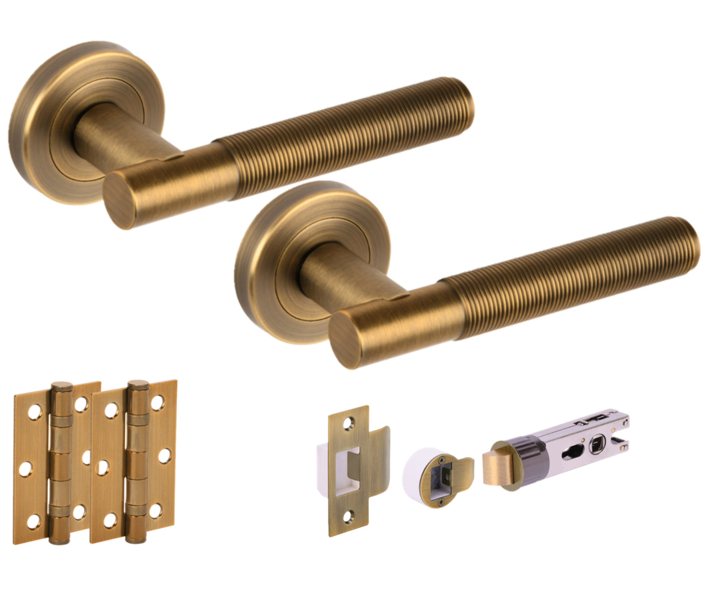 Halo Round Rose Lever Door Handle Set - Matt Bronze