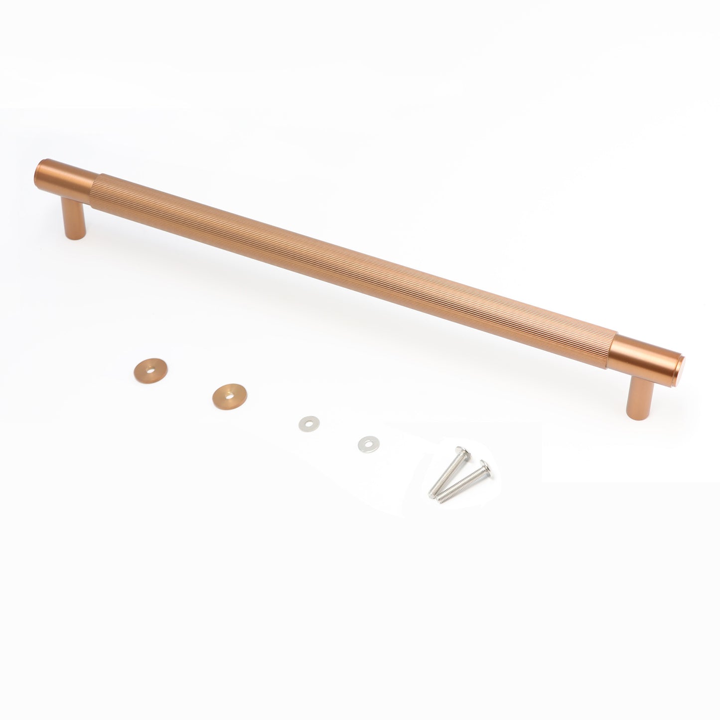 Fluted Large Round T-Bar Pull Handle - Rose Gold