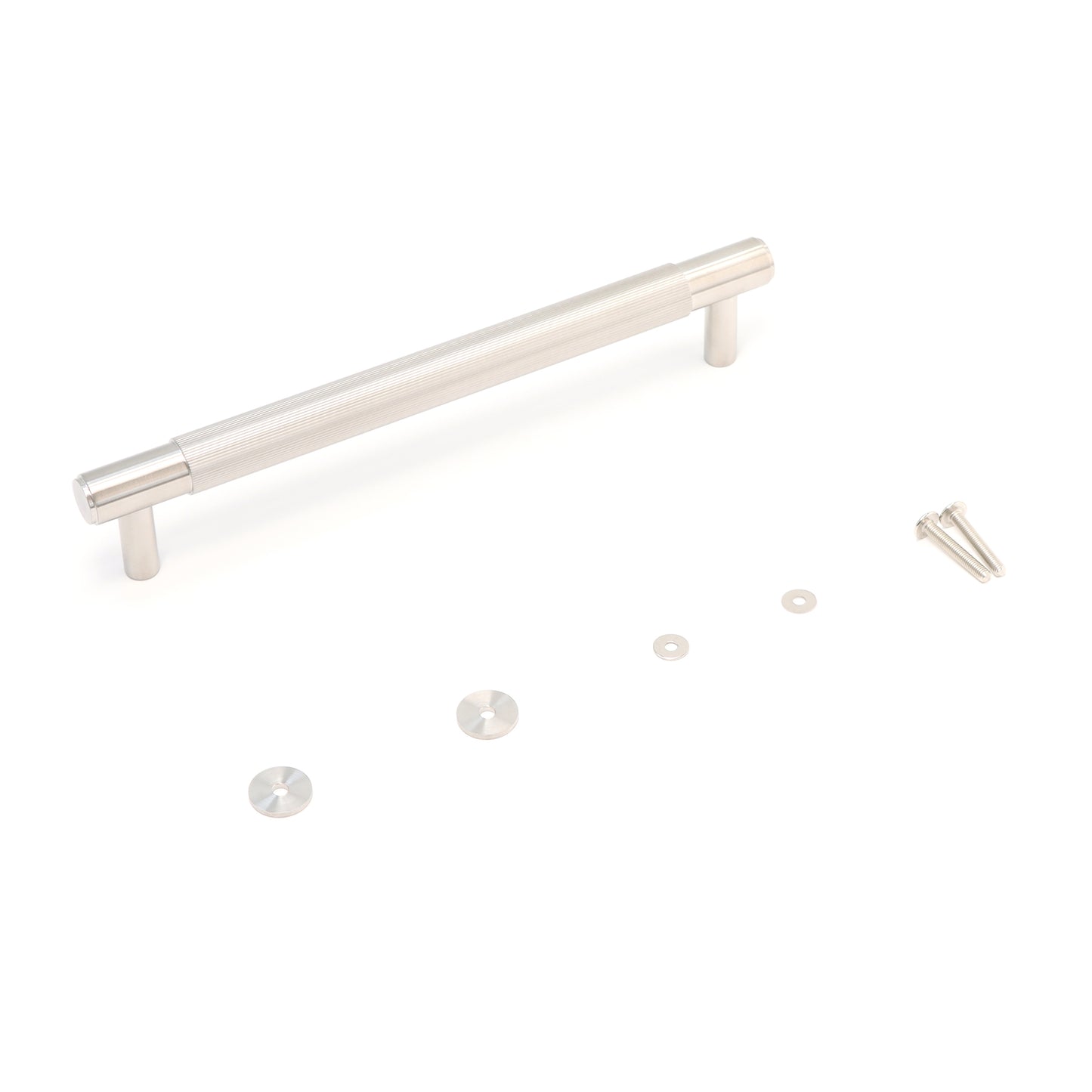 Fluted Medium Round T-Bar Pull Handle - Satin Stainless Steel (123426)