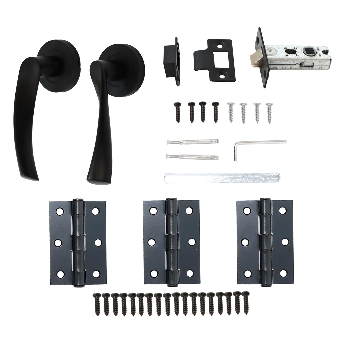 Lifestyle Mizar Lever on Round Rose Handle Set - Matt Black (123562)