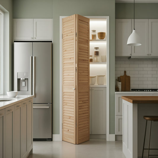 Clear Pine Internal 28mm Open Louvre Bi-fold Door Set (123116)