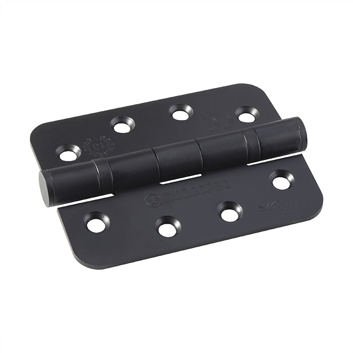 100mm (3") CE13 Fire Rated Ball Bearing Radius Hinge Pair - Matt Black (HIN1433P/13MB/R)