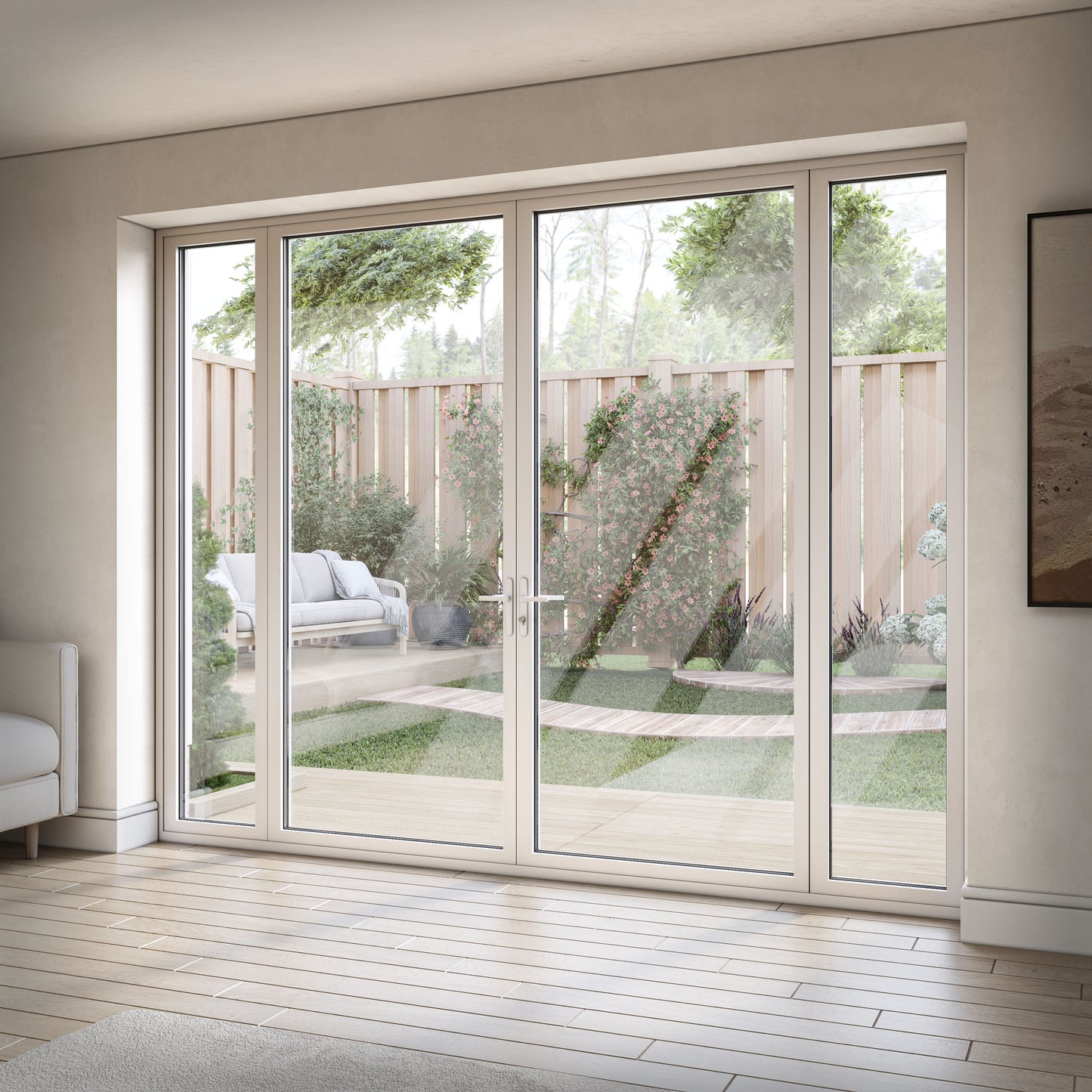White Aluminium External Clear Glass French Patio Door (122102)