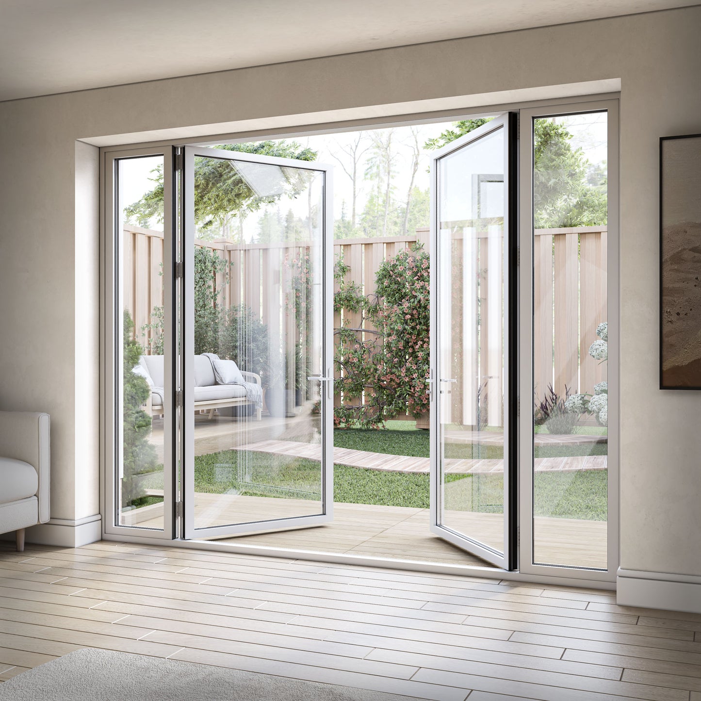 White Aluminium External Clear Glass French Patio Door (122102)