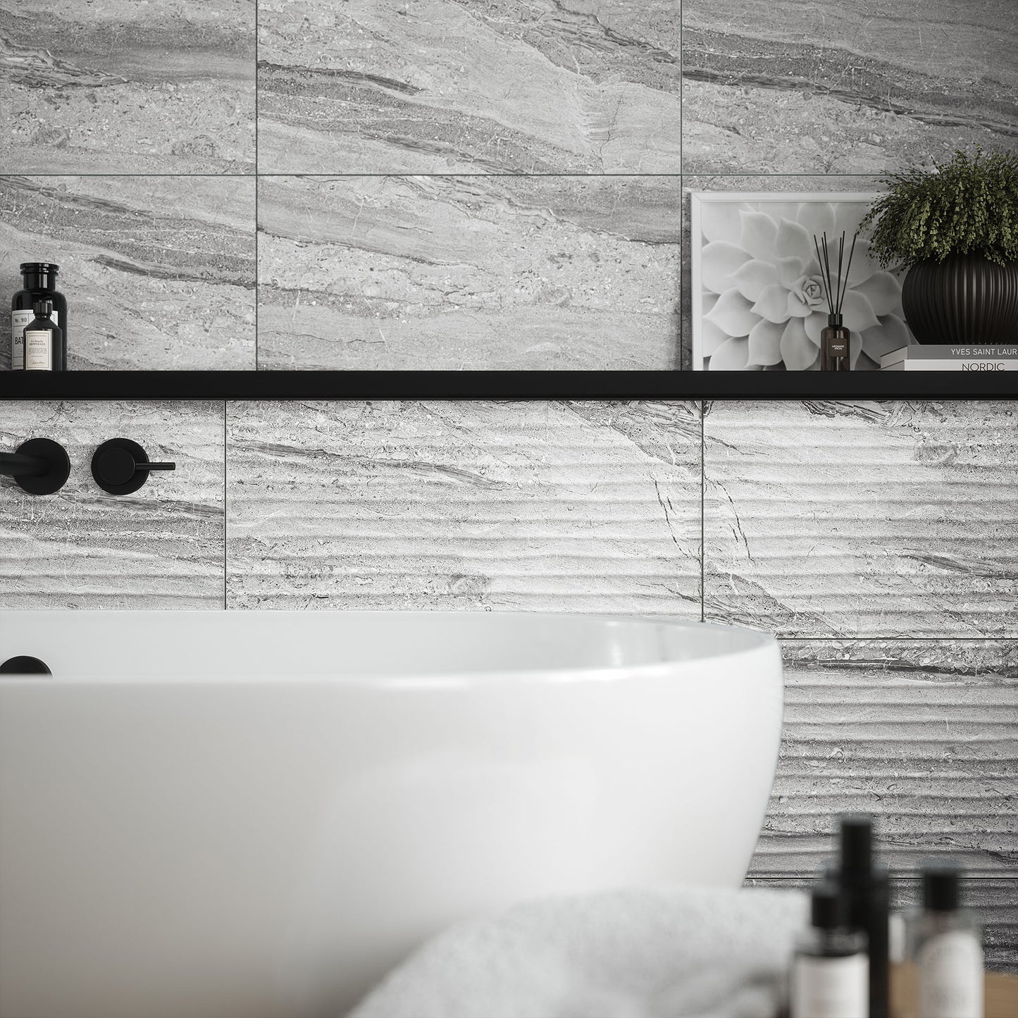 Grey Matt - Arden Textured Ceramic Wall Tile Sample
