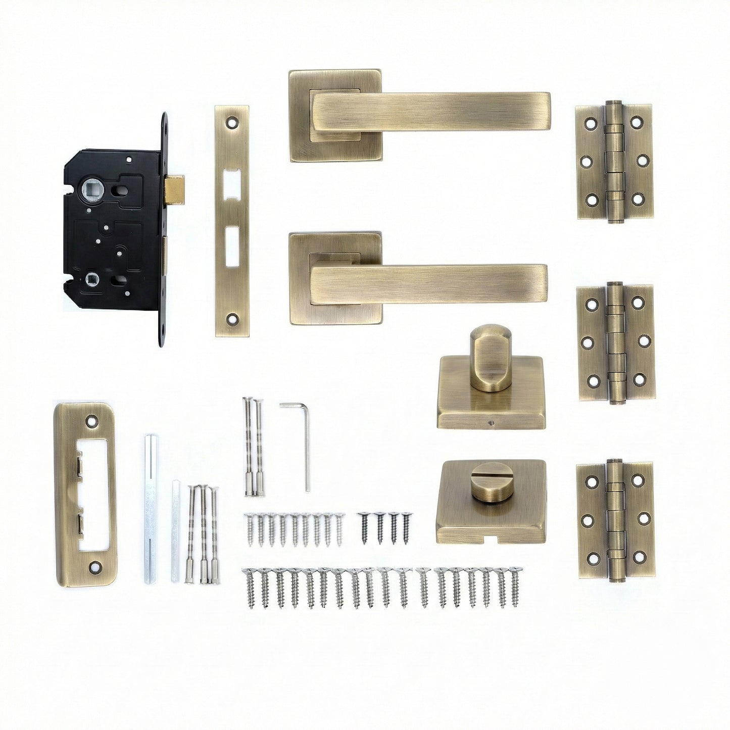 Superior Callisto Lever on Square Rose Bathroom Handle Set - Antique Brass (123517)