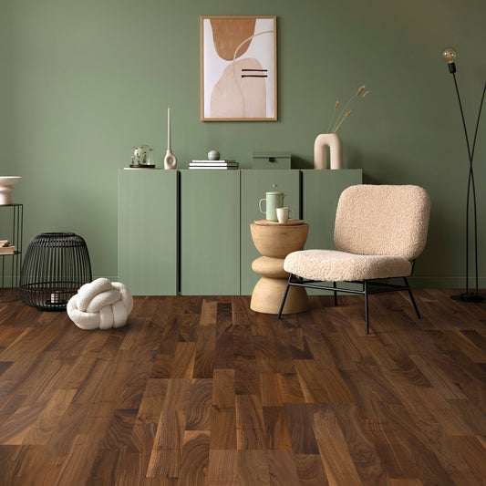 American Walnut - 13mm 3-Strip Engineered Real Wood Flooring (LIBEWAL13x210)
