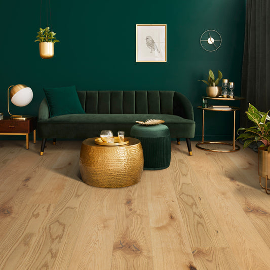 Natural Oak - 14x234x2430mm Light Brushed 5G Click Engineered Real Wood Flooring (EOCL14x234NAT)