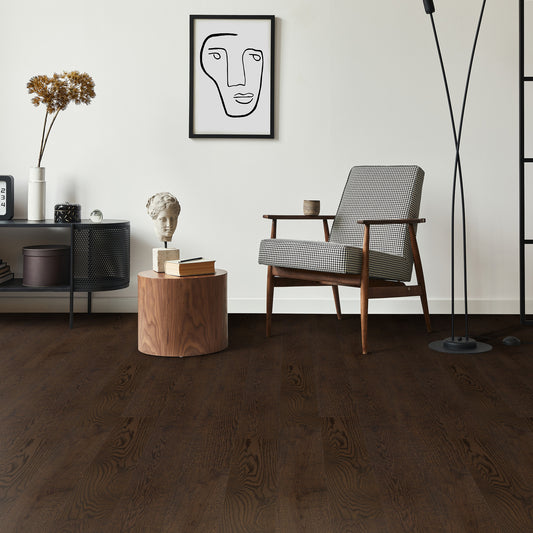Brown Oak - 14x234x2430mm Light Brushed 5G Click Engineered Real Wood Flooring (EOCL14x234BRO)