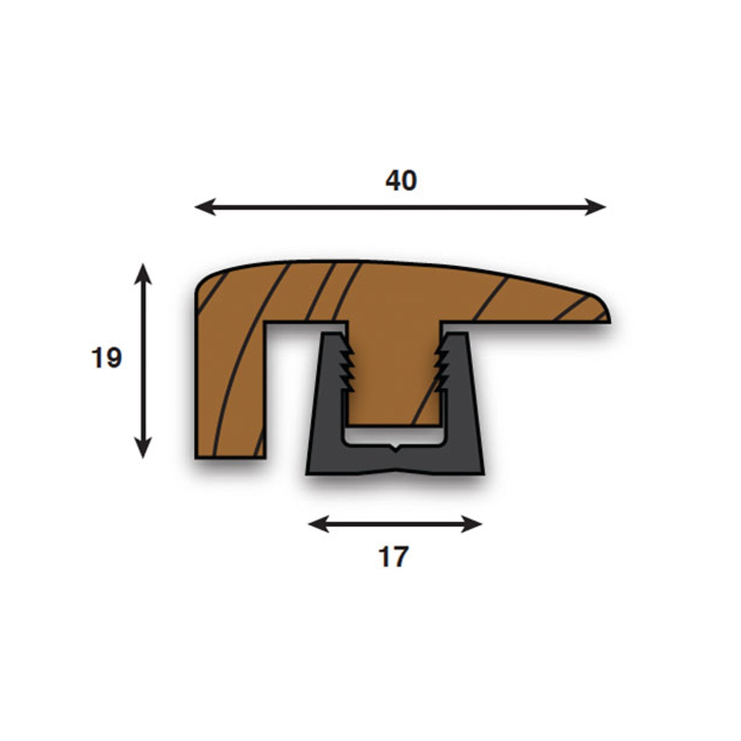 Natural Oiled - Oak End Profile Door Bar 990mm (WE18END-MatL)