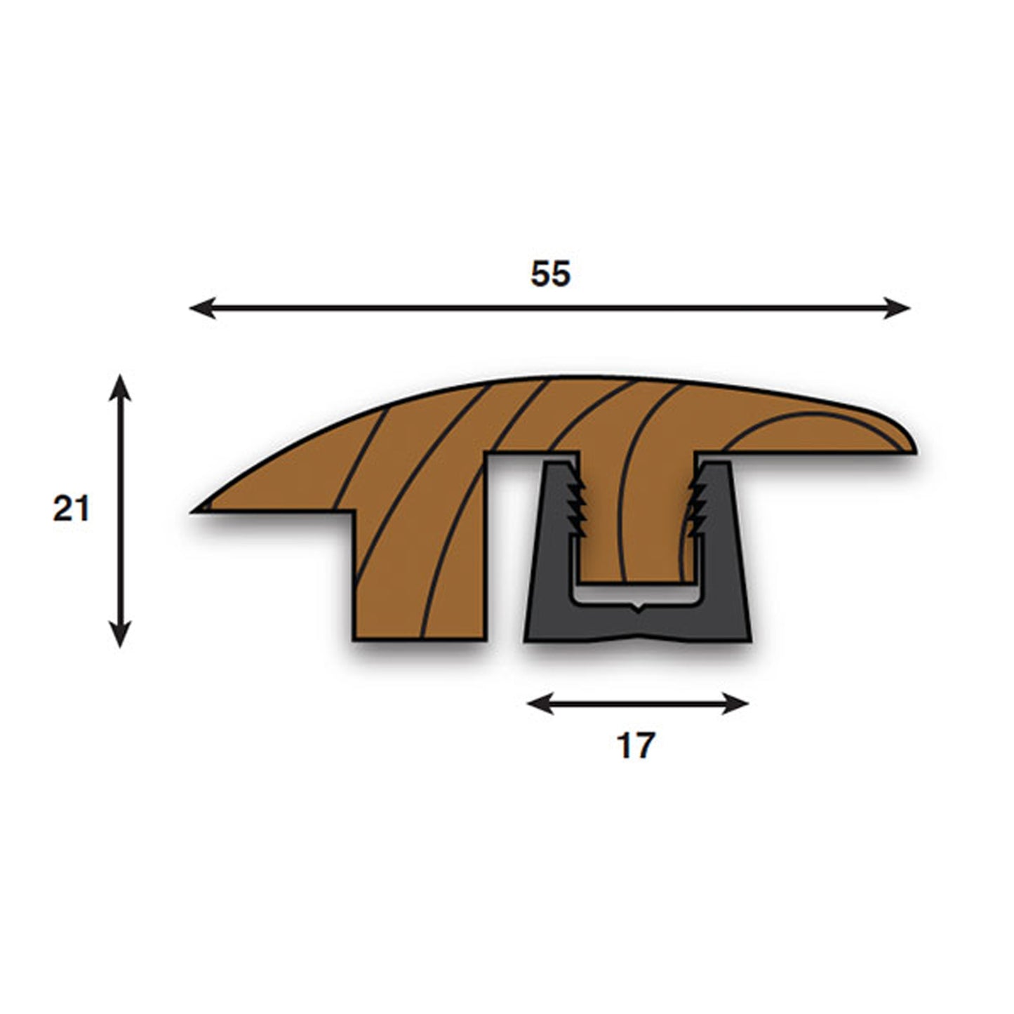 Golden Oak Semi-Ramp Adapting Profile Door Bar 990mm (WRS18SEMI-Golden)