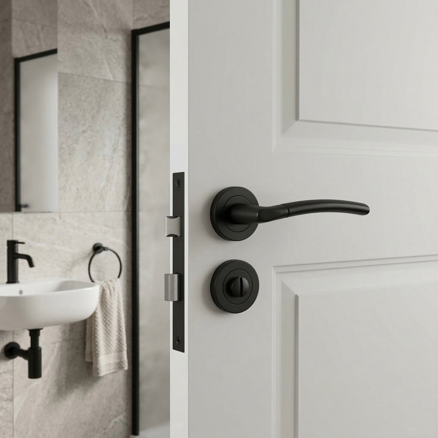 Nemo Internal Privacy Lever Door Handle Set - Matt Black