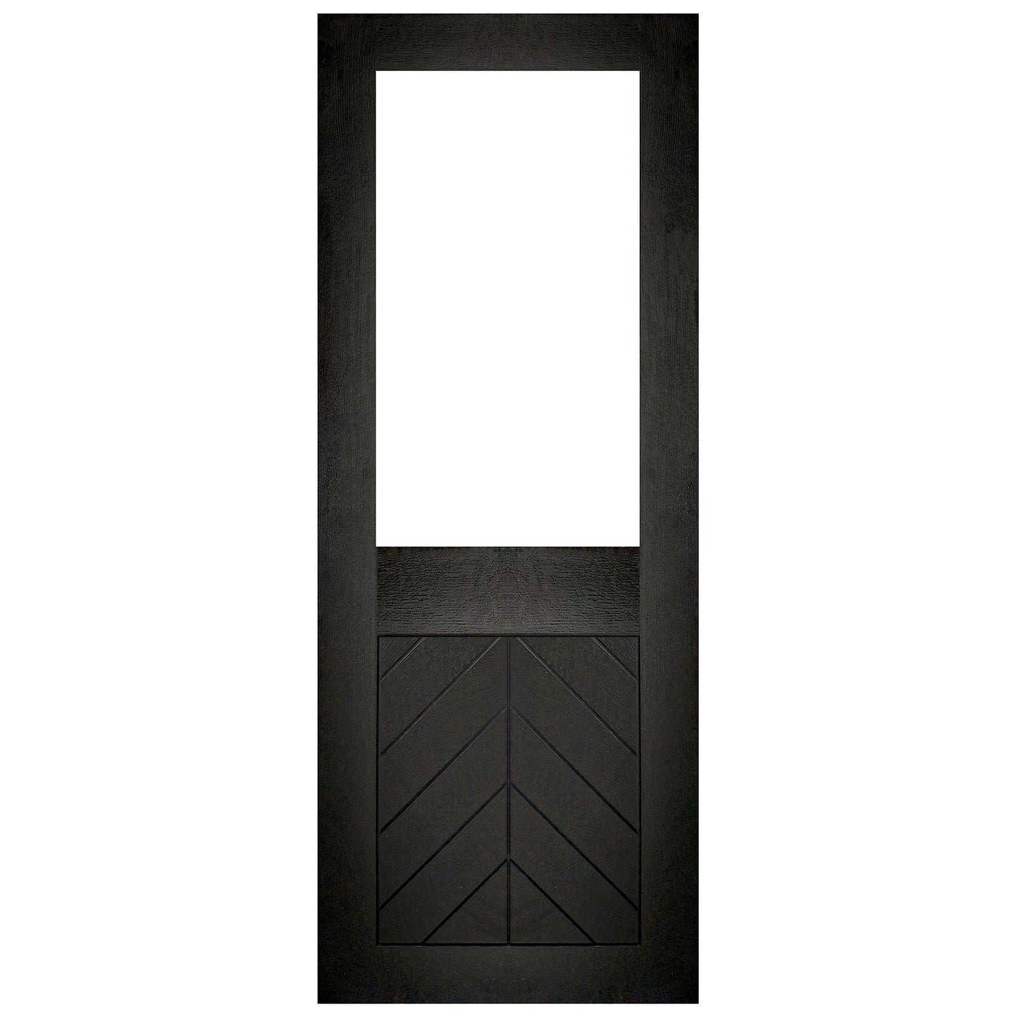 Black Internal Fully Finished Oak Chevron Clear Glass Door