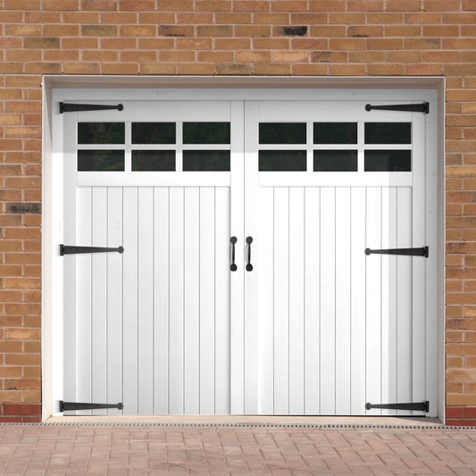 External White Painted Composite Obscure Glass Garage Door (121039)