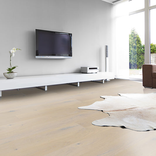 New White Oak - 14x164x2230mm Light Brushed Engineered Real Wood Flooring (EOTG14x164NW)