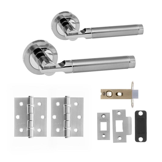 Status Dakota Round Lever Door Handle Set - Satin Chrome & Polished Chrome (290564)