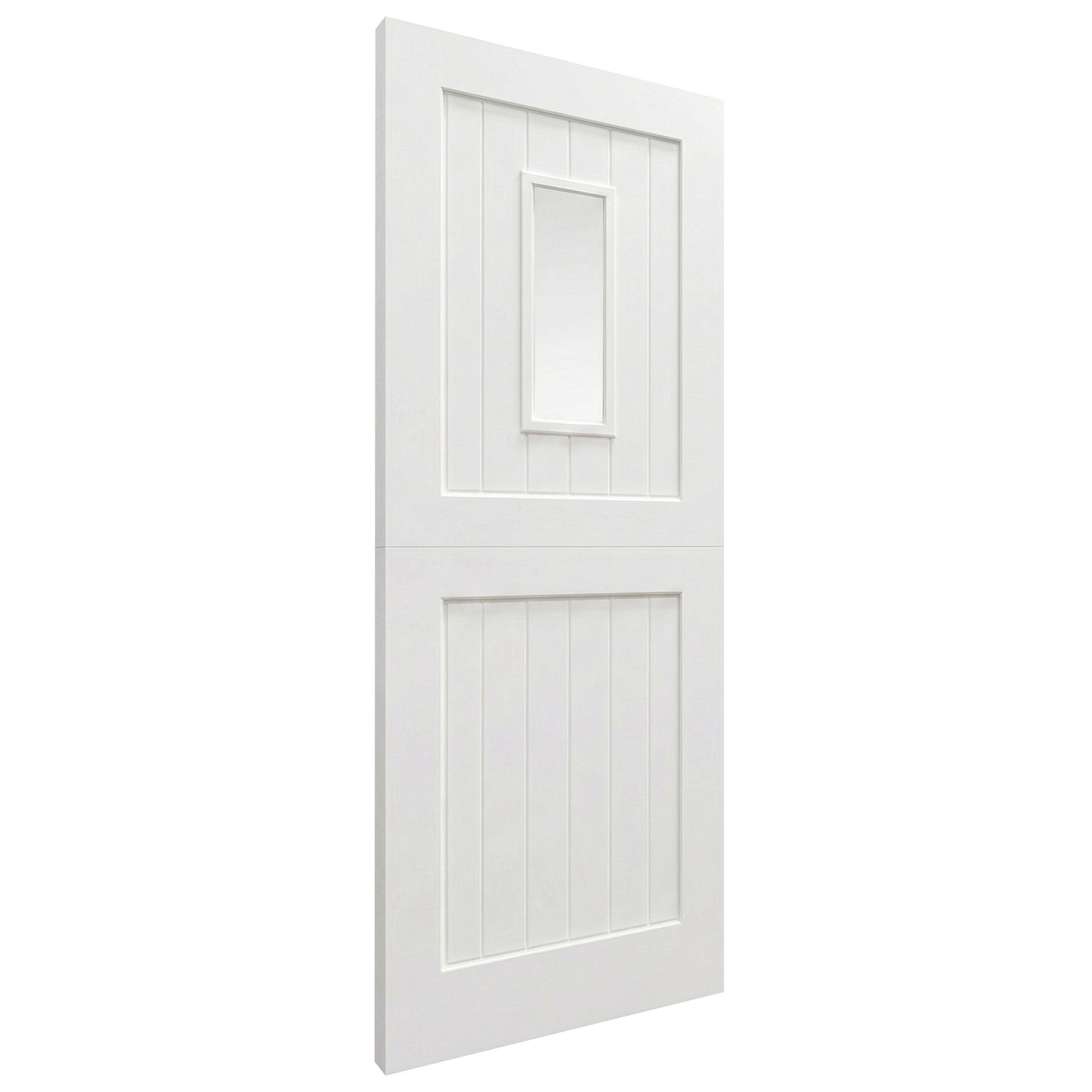 White Painted External Pine 2 Panel 1 Light Clear Glass Stable Door