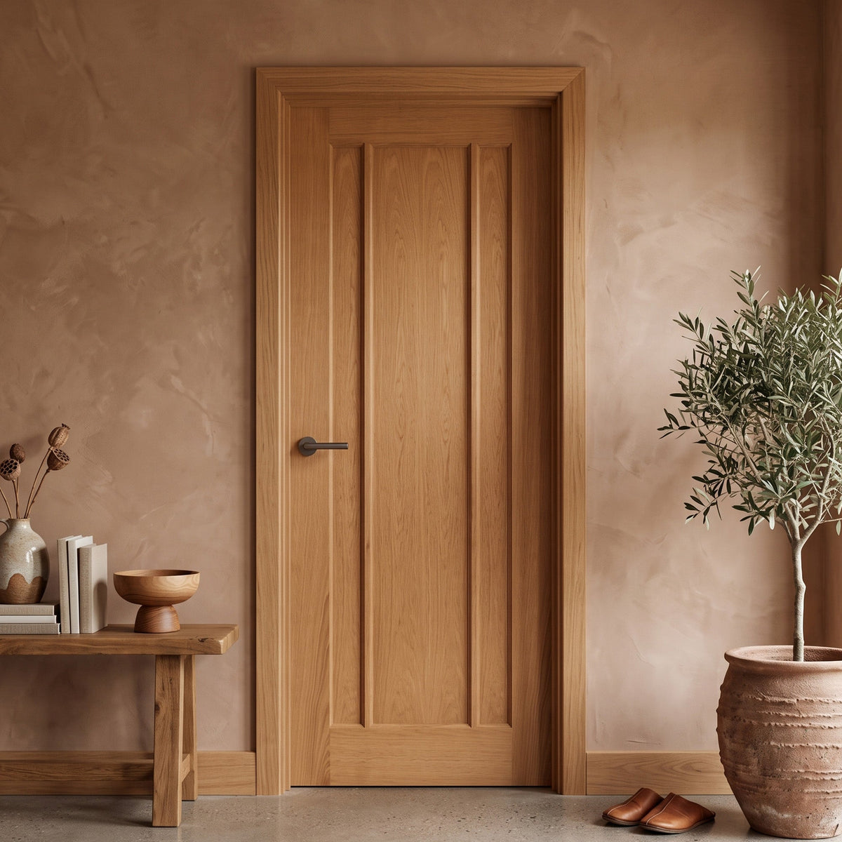 Oak Internal Fully Finished Toledo 3 Panel FD30 Fire Door
