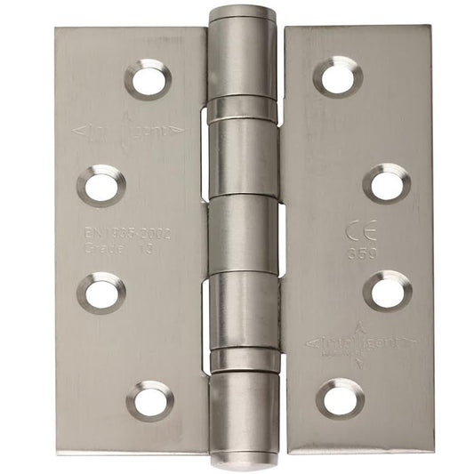 100mm (4'') CE13 Fire Rated Ball Bearing Butt Hinge Pair - Polished Stainless Steel (47228)