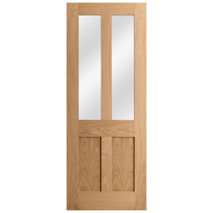 Oak Internal Unfinished Victorian Shaker 2 Panel 2 Light Clear Glass Door (51731)