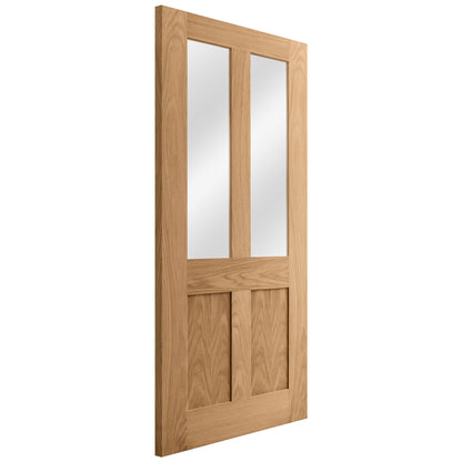 Oak Internal Unfinished Victorian Shaker 2 Panel 2 Light Clear Glass Door (51731)