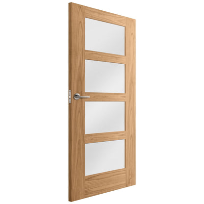 Oak Internal Unfinished Shaker 4 Light Obscure Glass Door (51739)