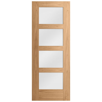 Oak Internal Unfinished Shaker 4 Light Obscure Glass Door (51739)