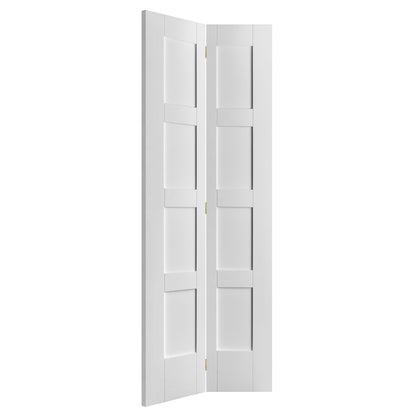 White Internal Primed Bi-fold Shaker 8 Light Clear Glass Door (51778)