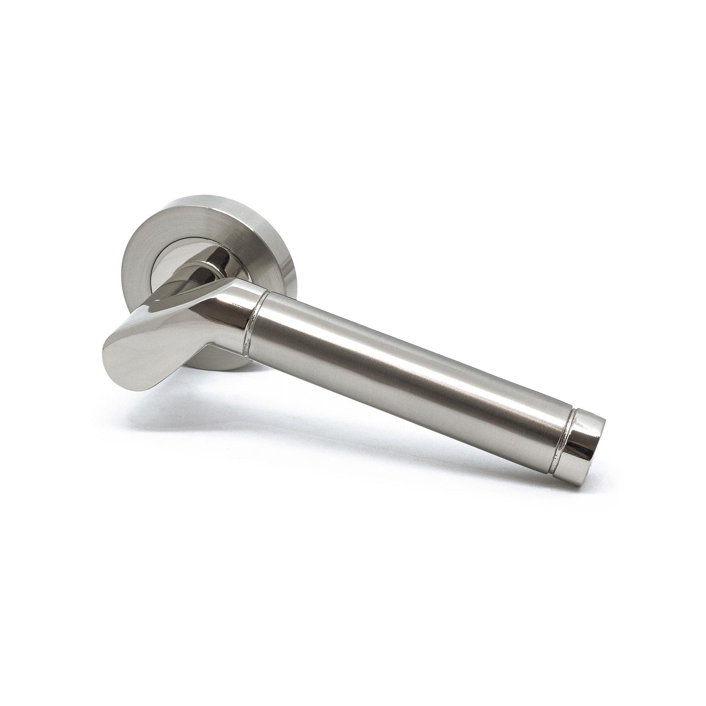 Premium Ventura Lever On Round Rose Bathroom Handle Pack - Two-Tone Nickel (76727)