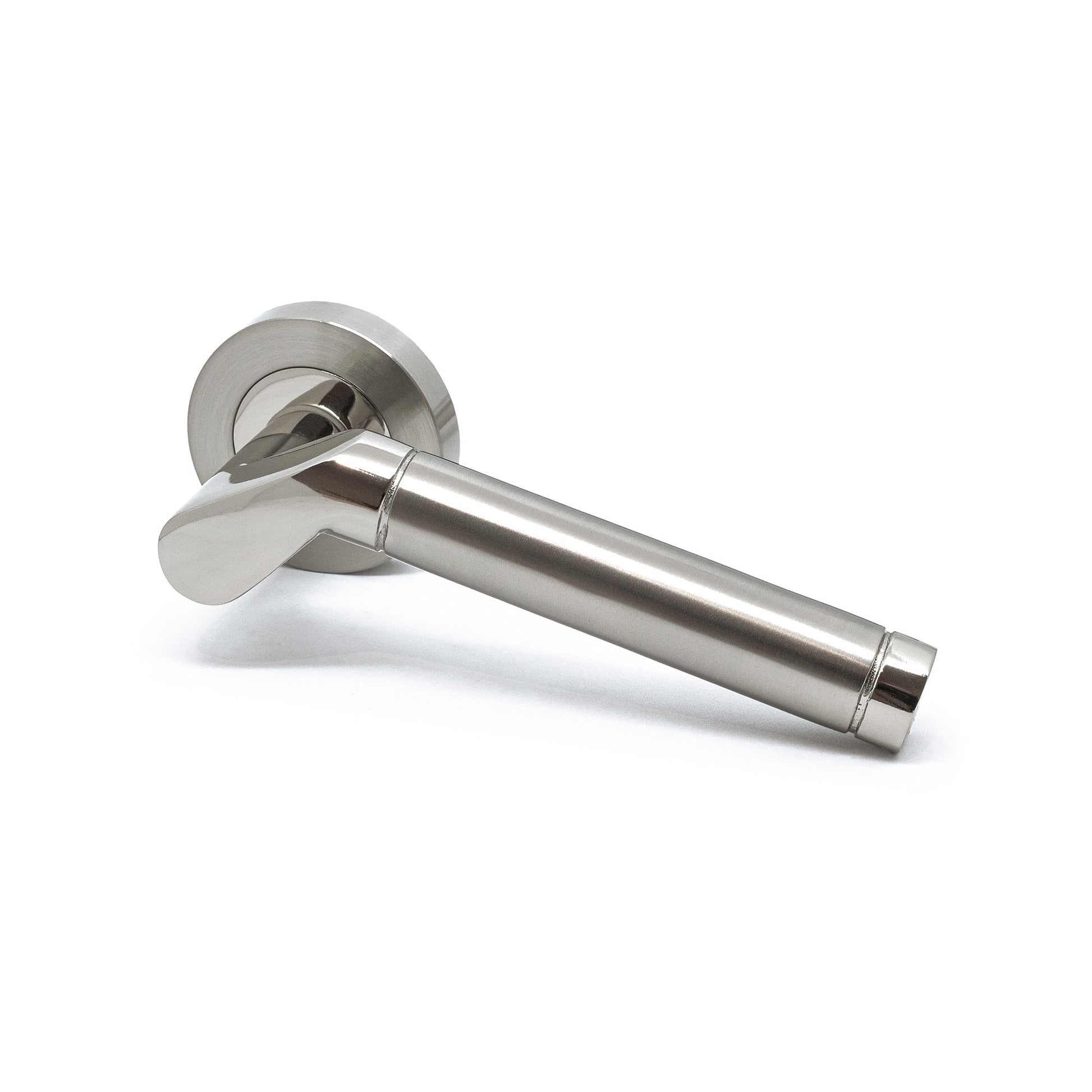 Premium Ventura Lever On Round Rose Bathroom Handle Pack - Two-Tone Nickel (76727)
