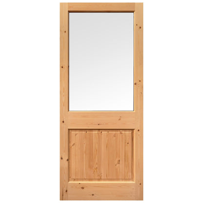 External Solid Pine Unfinished 2XG 1P 1L Clear Glass Double Glazed Door (LOL2XG)