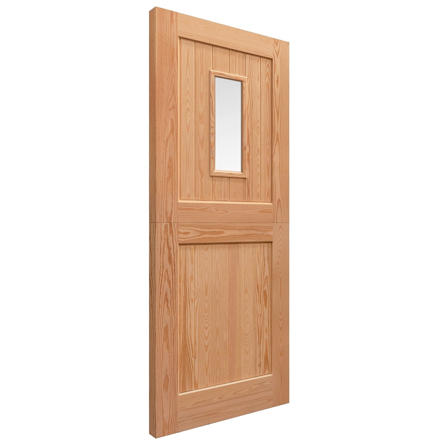 External Solid Pine Unfinished 2P 1L Clear Glass Stable Door (LOLSD)