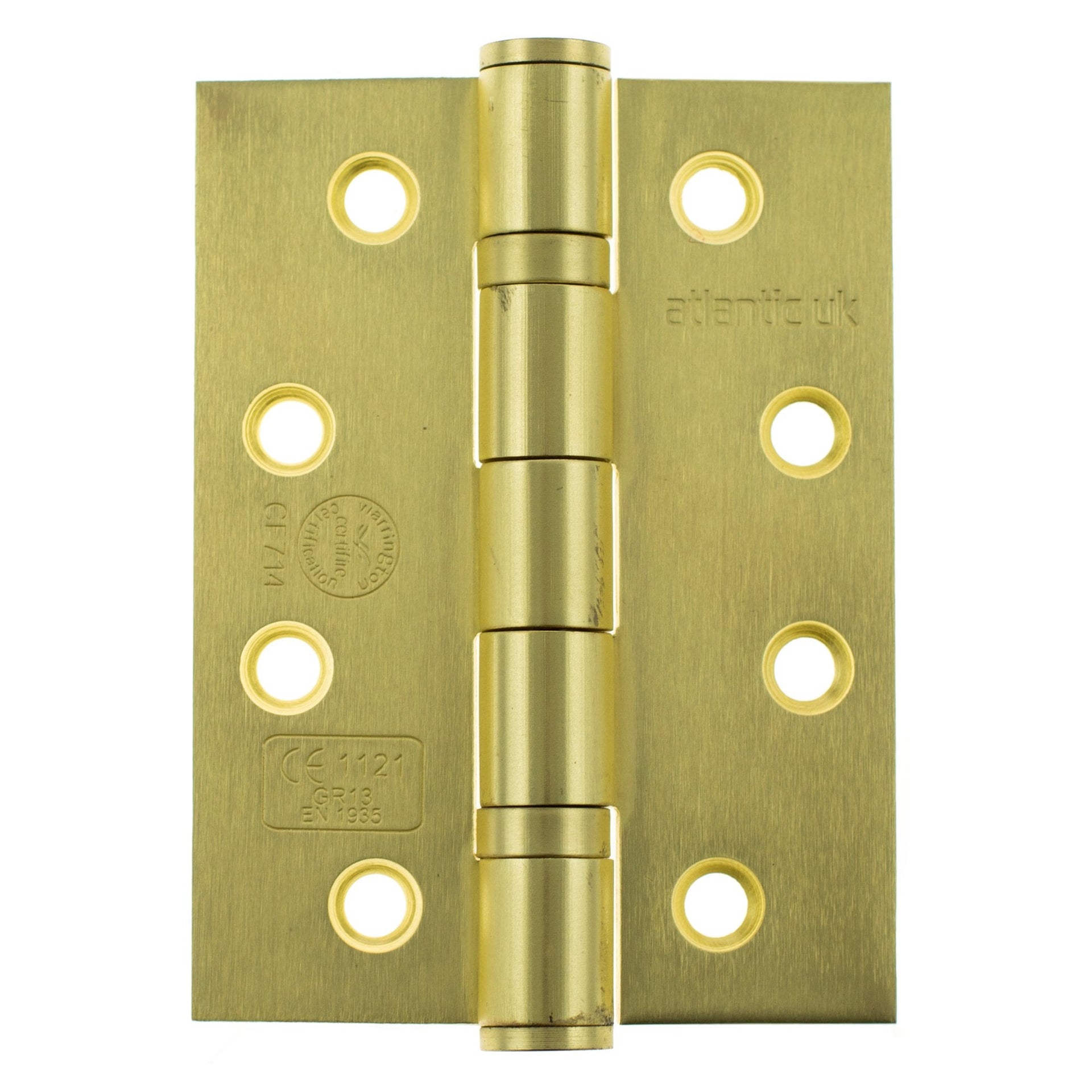 102mm CE13 Fire Rated Ball Bearing Hinge Pair Satin Brass