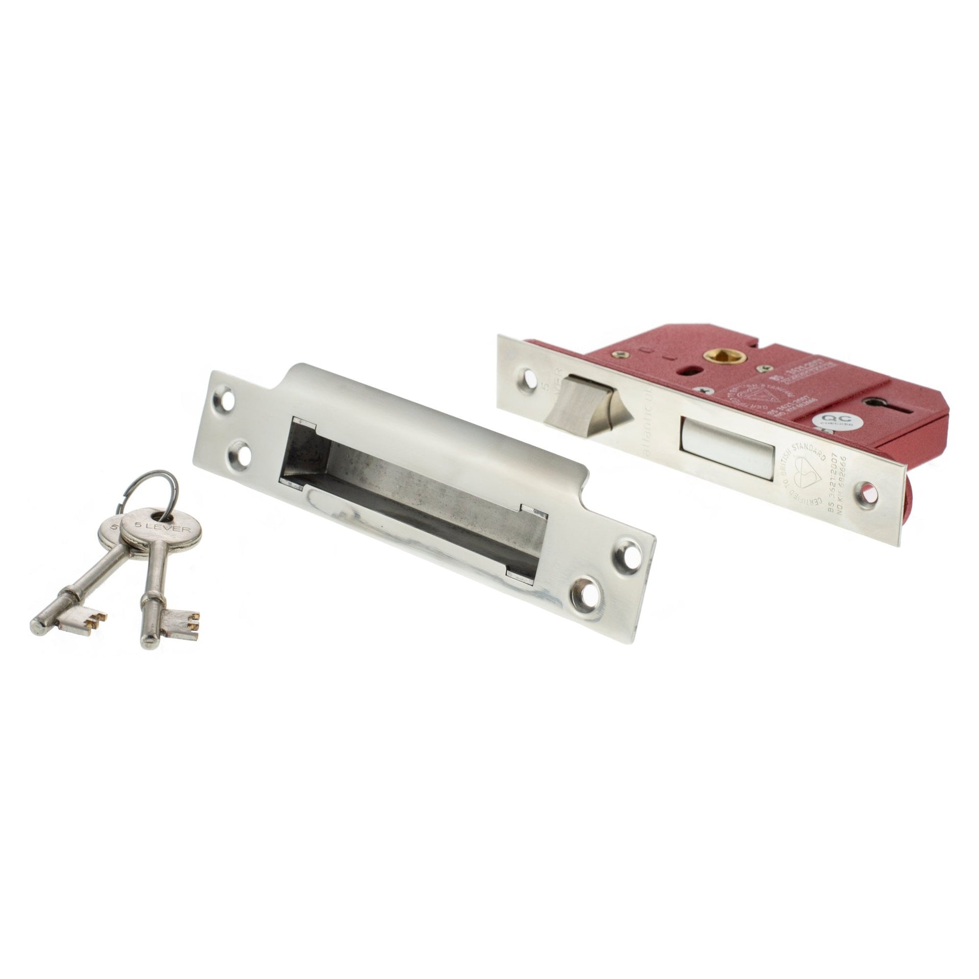 63mm BS 5 Lever Key Sashlock Polished Chrome