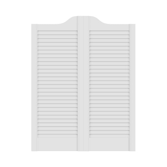 28mm White Painted Cafe Style Ranch Louvre Door Pair