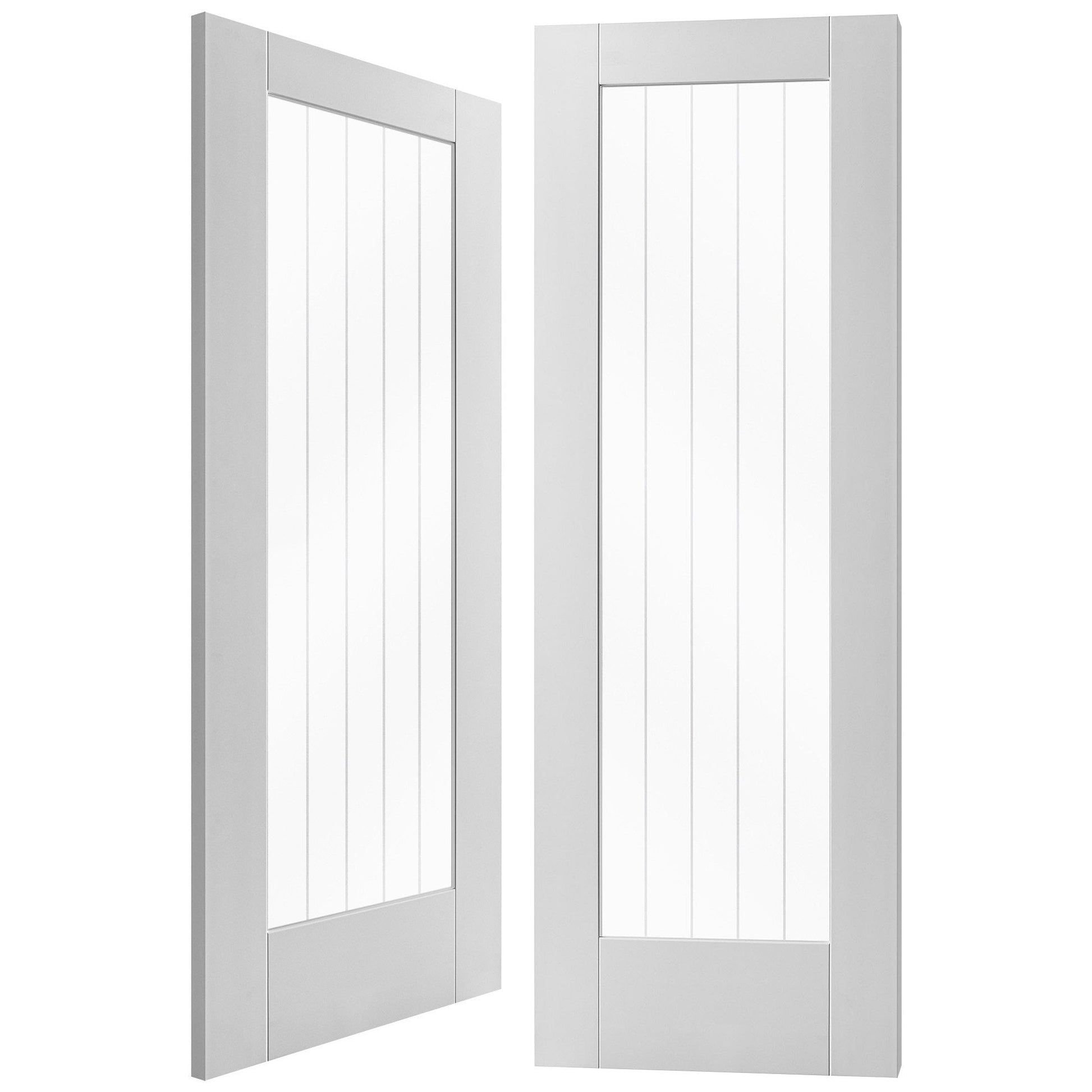 White Internal Primed Cottage 1 Light Obscure Lined Clear Glass Pair Door (85817)