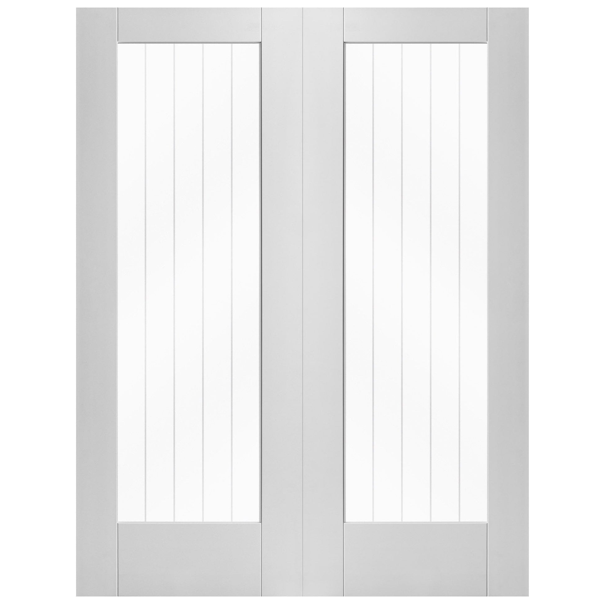 White Internal Primed Cottage 1 Light Obscure Lined Clear Glass Pair Door (85817)