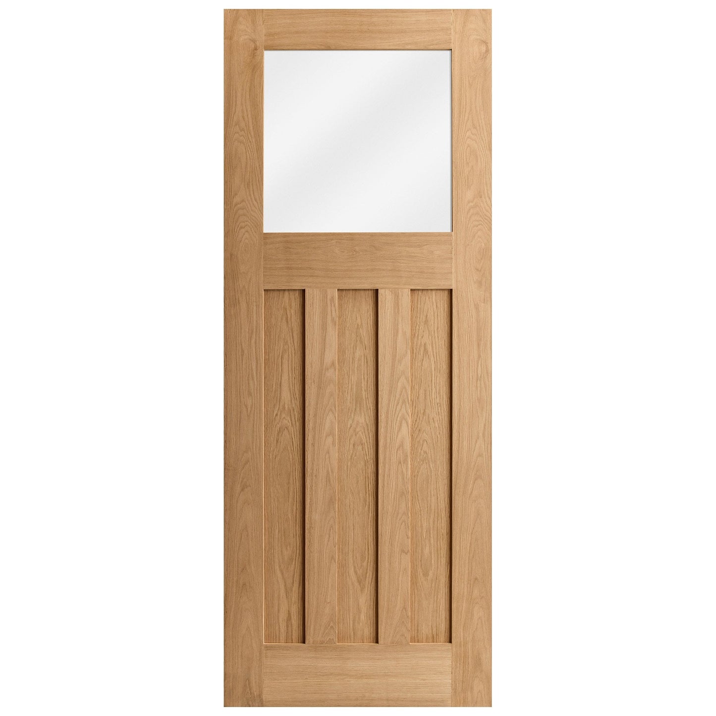 Oak Internal Unfinished 1930's DX 3 Panel 1 Light Clear Glass Door (87760)