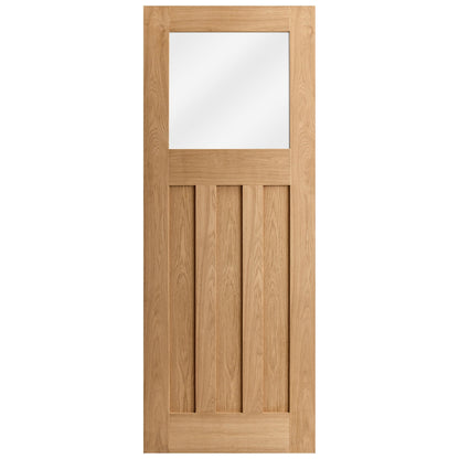 Oak Internal Unfinished 1930's DX 3 Panel 1 Light Clear Glass Door (87760)