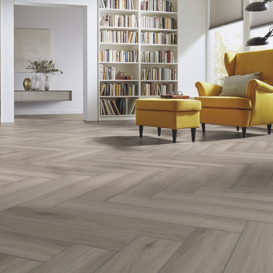 Oak Silver - Herringbone 8mm Laminate Flooring (89187)