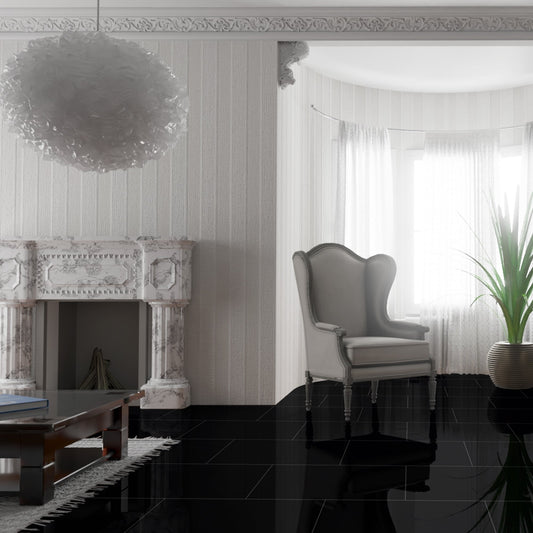 Black - Lustre Stone 8mm High Gloss Laminate Flooring (89999)