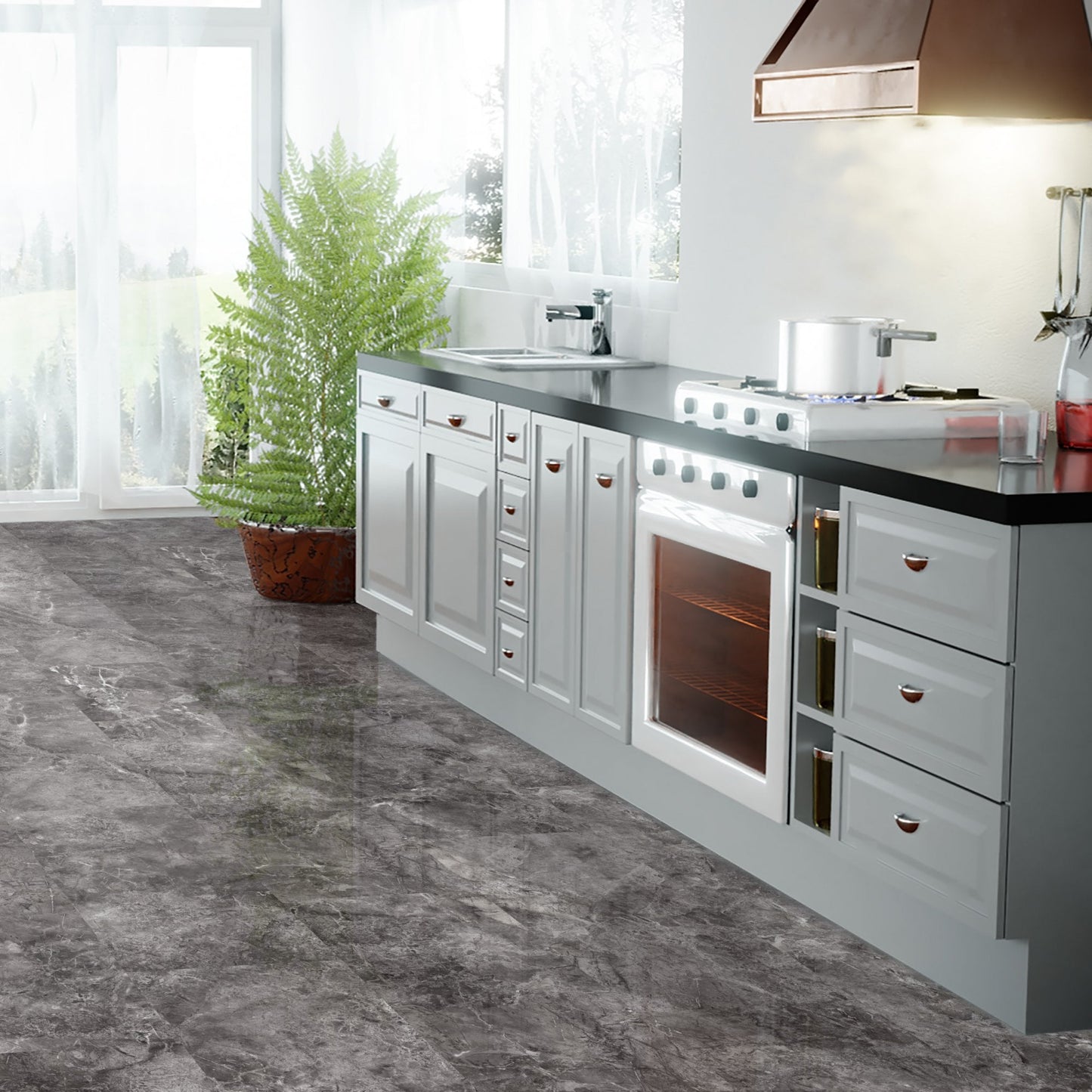 Agios Scuro - Lustre Stone 8mm High Gloss Laminate Flooring (91933)