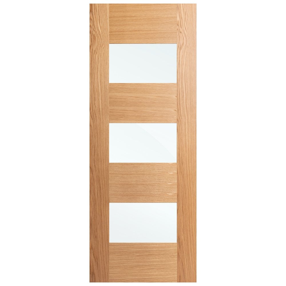 Oak Internal Fully Finished Edison 7 Panel 3 Light Clear Glass Door (108073)